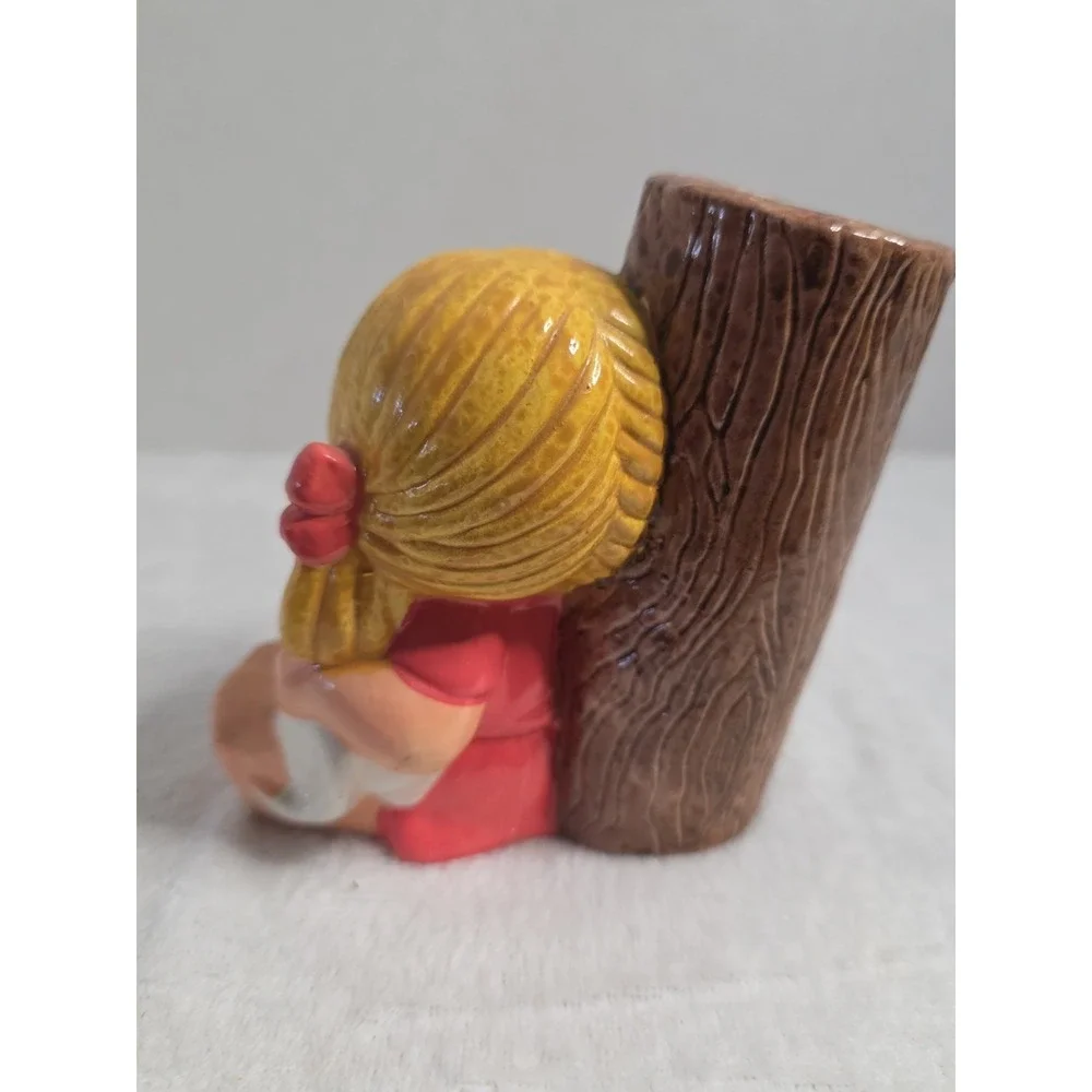 Vintage  Girl with Cat Pencil Holder By  ‎ JSNY